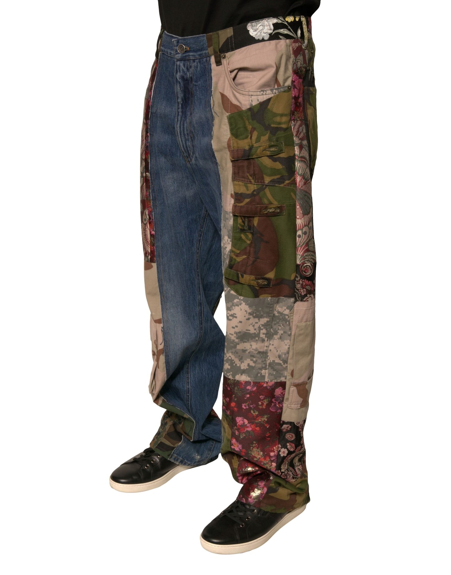 Dolce &amp; Gabbana Blaue Patchwork-Jeans aus Baumwolle mit geradem Schnitt