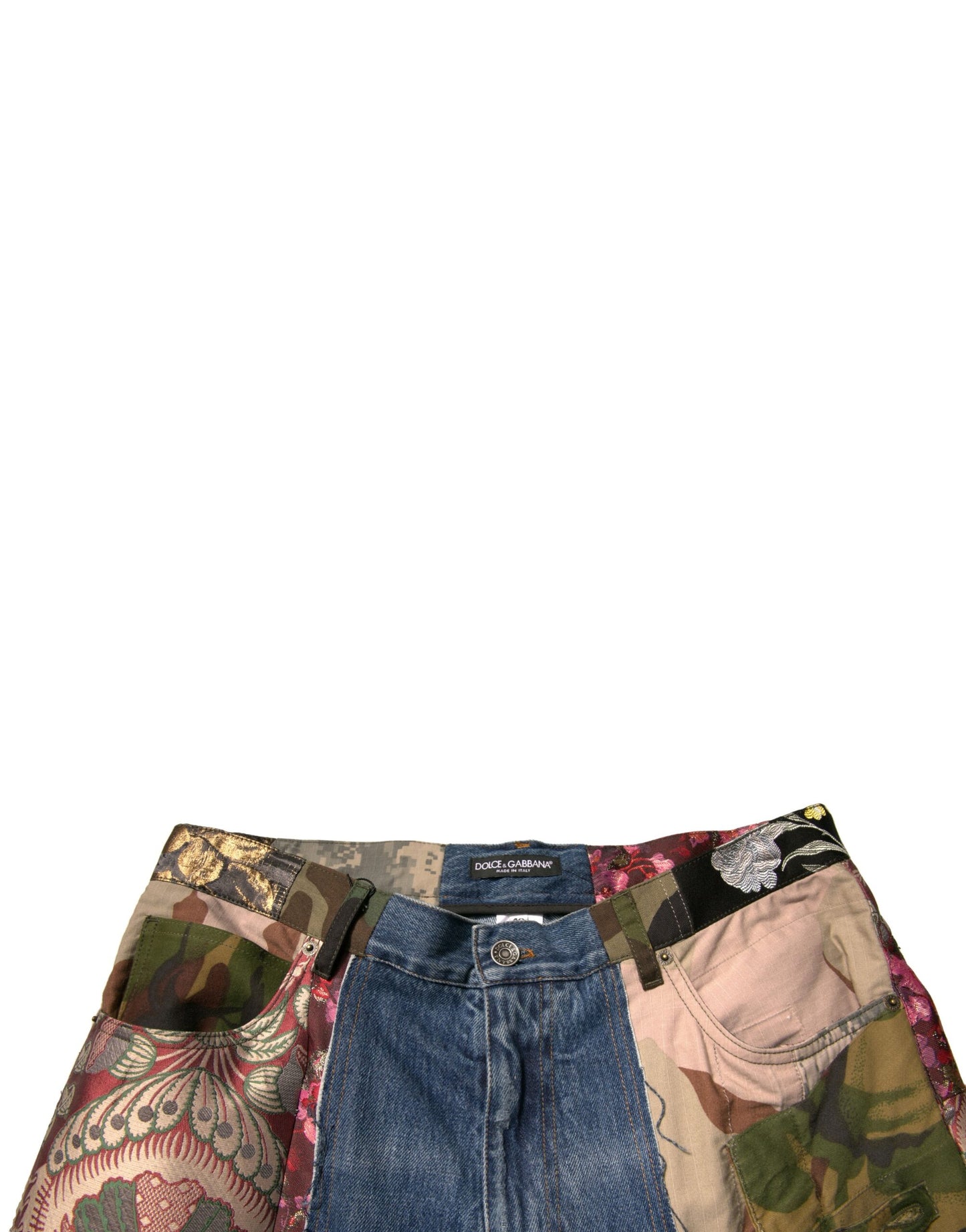 Dolce &amp; Gabbana Blaue Patchwork-Jeans aus Baumwolle mit geradem Schnitt