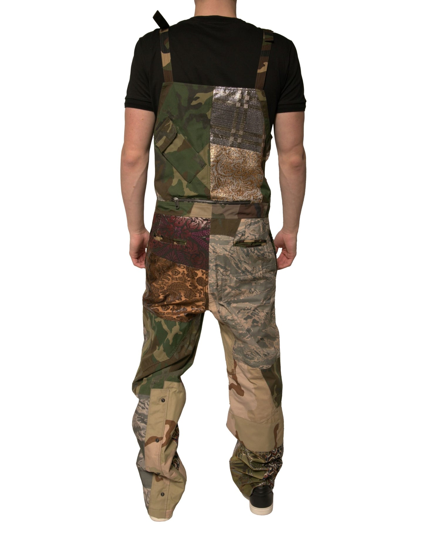 Dolce &amp; Gabbana Mehrfarbige Patchwork-Latzhose in Camouflage