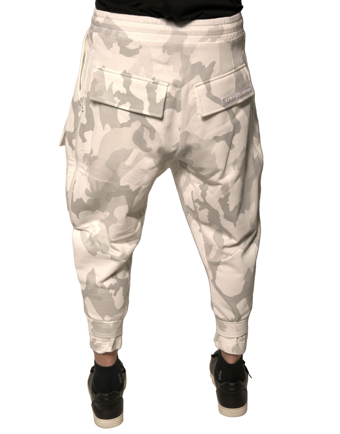 Dolce &amp; Gabbana – Weiße Cargo-Jogginghose mit Camouflage-Muster