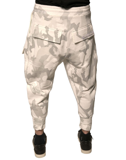 Dolce &amp; Gabbana – Weiße Cargo-Jogginghose mit Camouflage-Muster