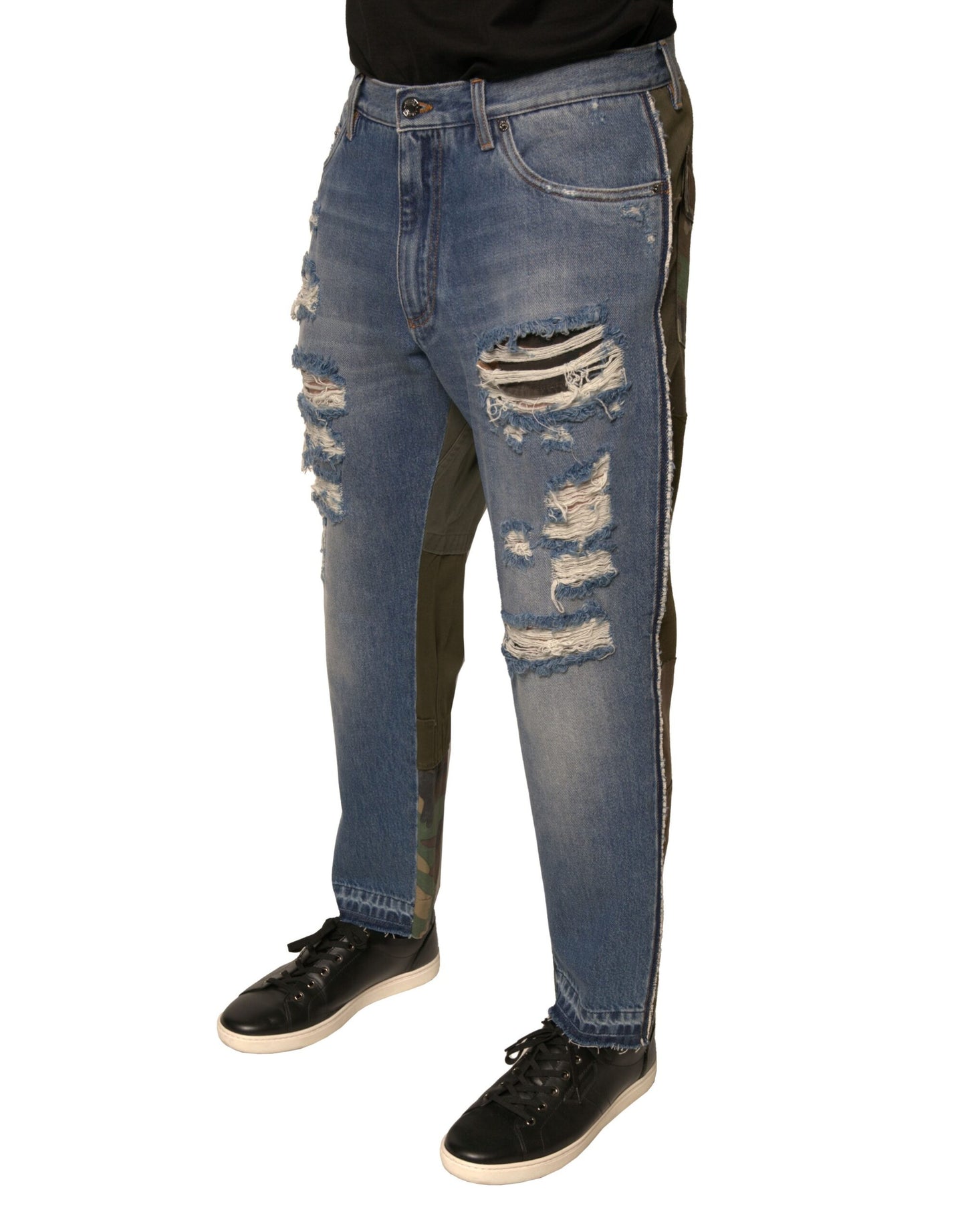 Dolce &amp; Gabbana – Blaue, zerfetzte, gerade geschnittene Jeans