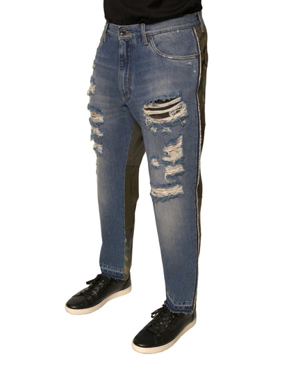 Dolce &amp; Gabbana – Blaue, zerfetzte, gerade geschnittene Jeans