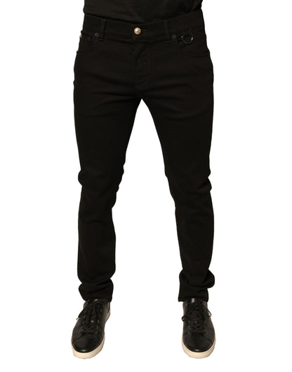 Dolce &amp; Gabbana – Schwarze Skinny-Jeans aus Baumwollstretch mit Logo