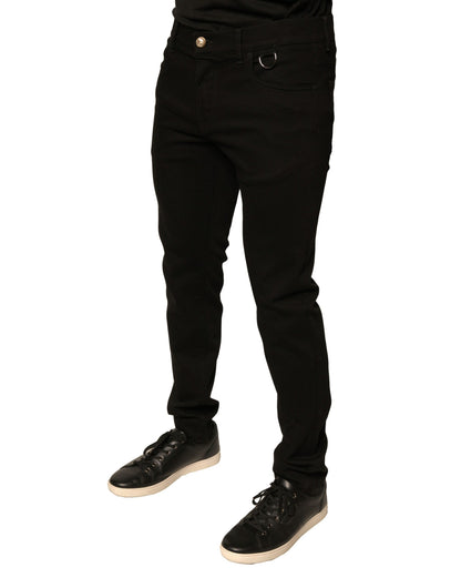 Dolce &amp; Gabbana – Schwarze Skinny-Jeans aus Baumwollstretch mit Logo