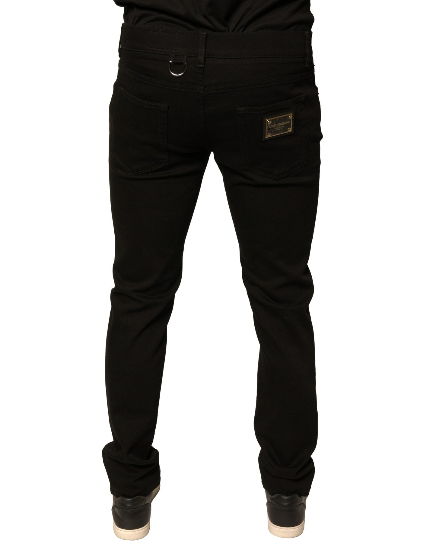 Dolce &amp; Gabbana – Schwarze Skinny-Jeans aus Baumwollstretch mit Logo