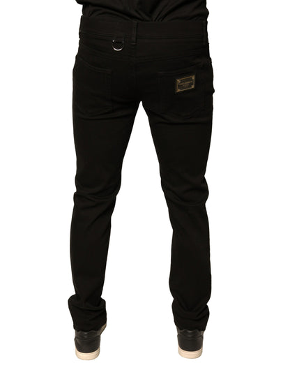 Dolce &amp; Gabbana – Schwarze Skinny-Jeans aus Baumwollstretch mit Logo