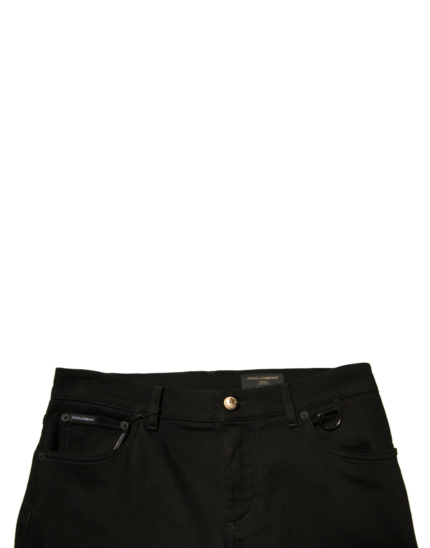 Dolce &amp; Gabbana – Schwarze Skinny-Jeans aus Baumwollstretch mit Logo