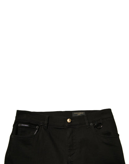 Dolce &amp; Gabbana – Schwarze Skinny-Jeans aus Baumwollstretch mit Logo
