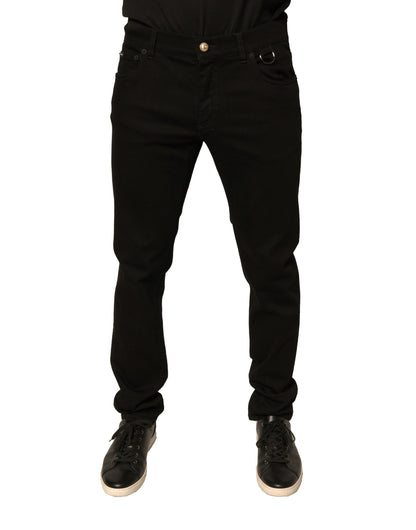 Dolce &amp; Gabbana – Schwarze Skinny-Jeans aus Baumwollstretch mit Logo