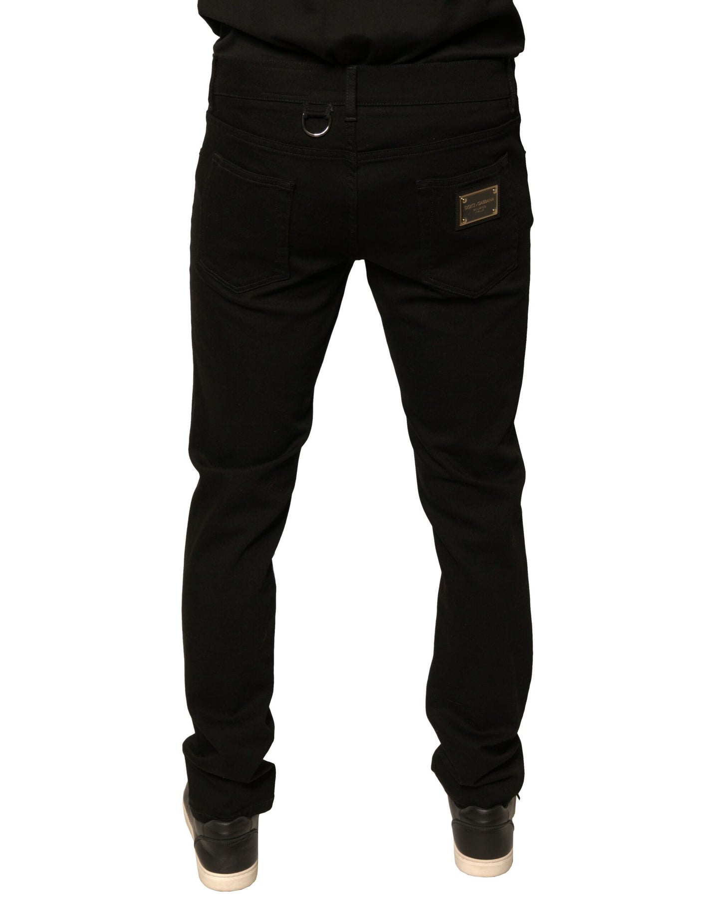 Dolce &amp; Gabbana – Schwarze Skinny-Jeans aus Baumwollstretch mit Logo