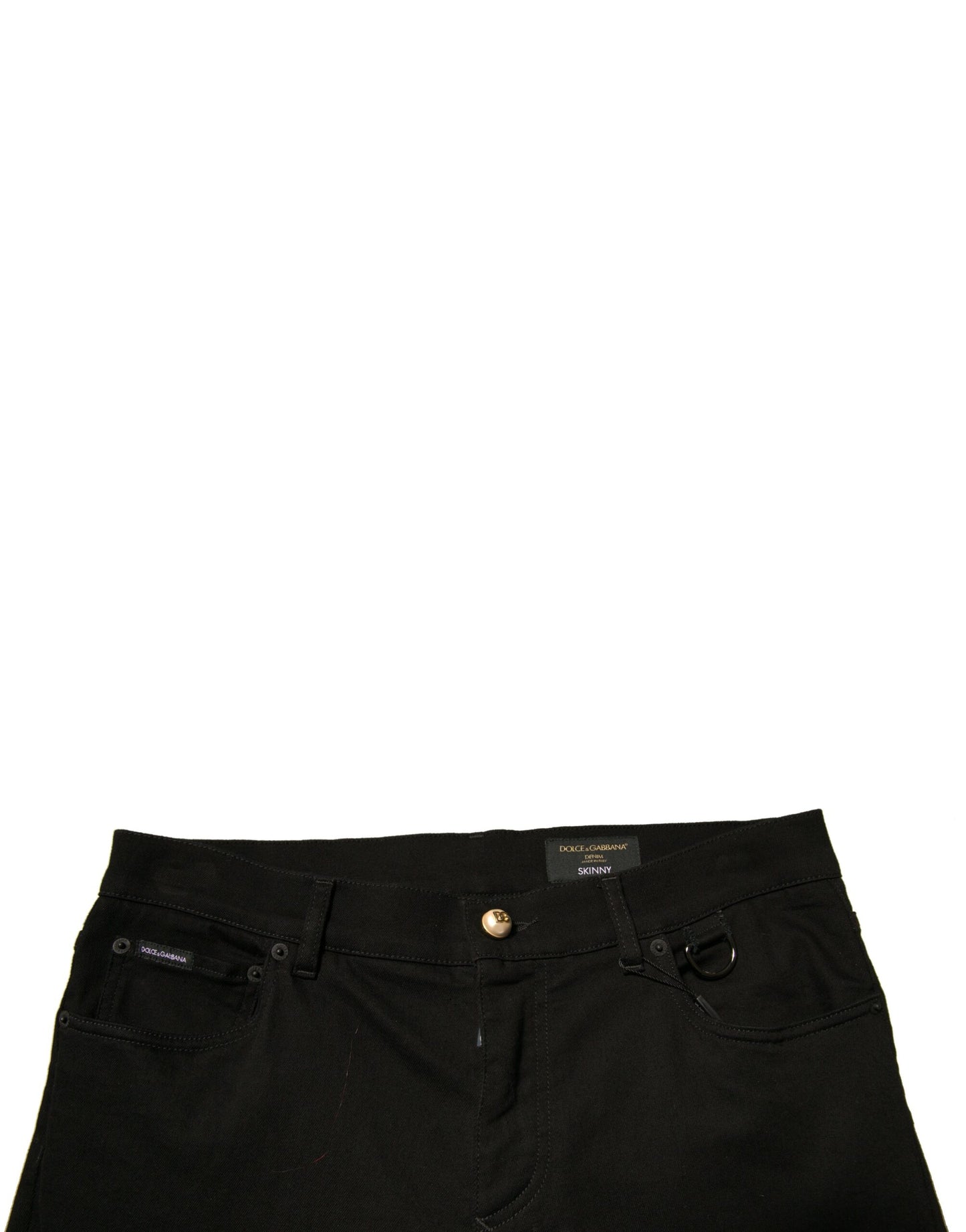 Dolce &amp; Gabbana – Schwarze Skinny-Jeans aus Baumwollstretch mit Logo