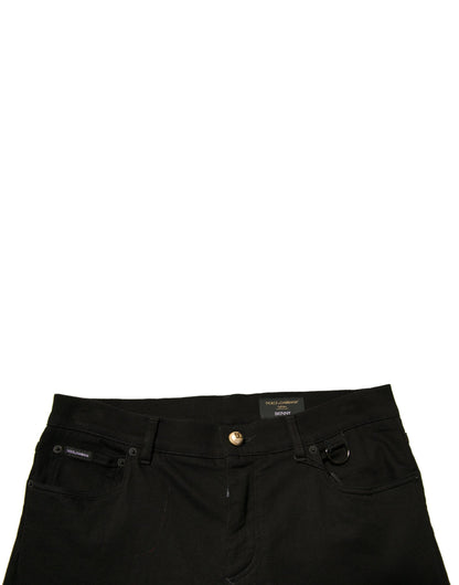 Dolce &amp; Gabbana – Schwarze Skinny-Jeans aus Baumwollstretch mit Logo