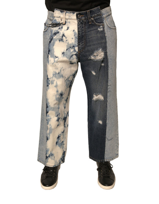 Dolce & Gabbana Mehrfarbige Patchwork-Jeans aus Baumwolle mit geradem Schnitt für Herren