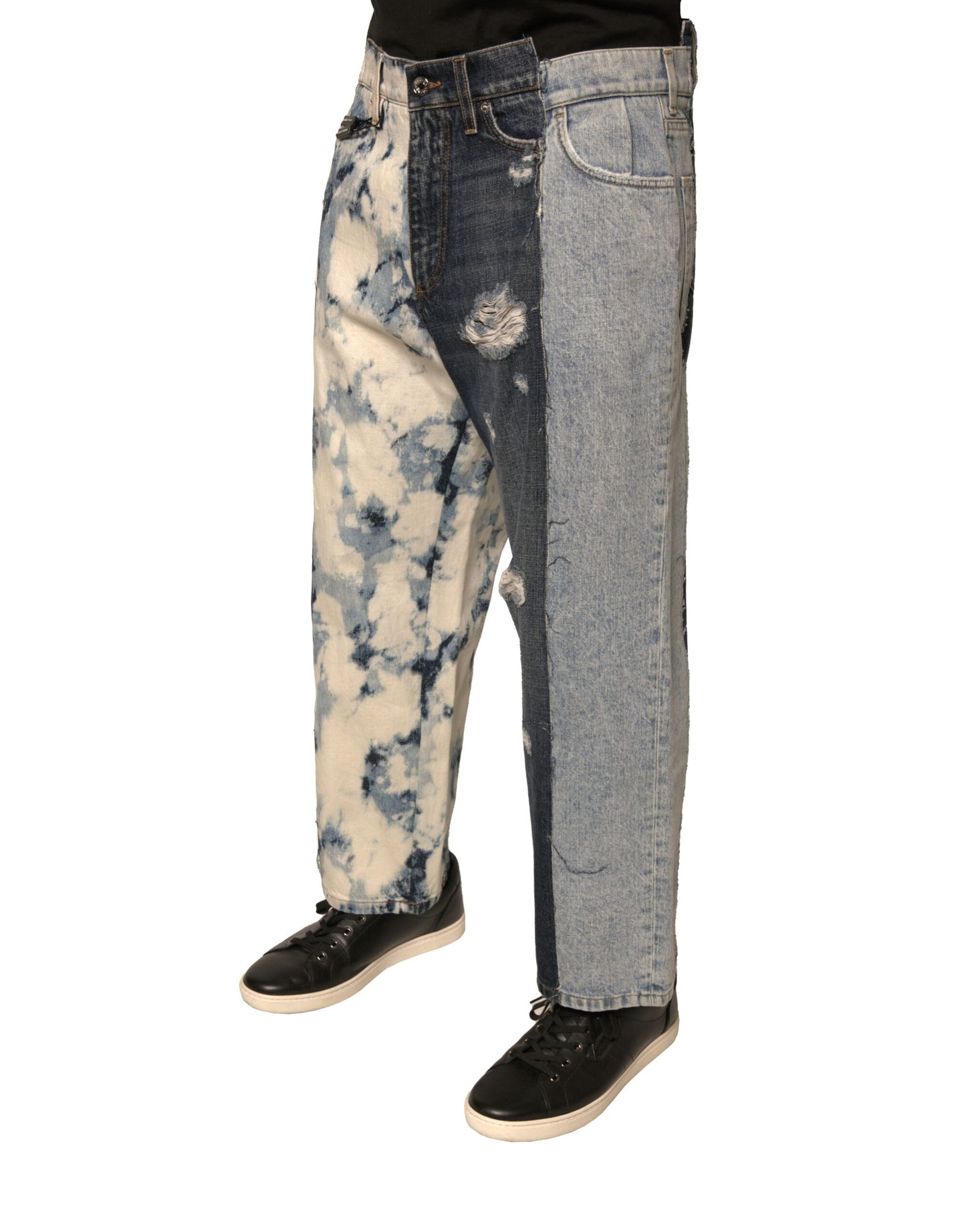 Dolce &amp; Gabbana Mehrfarbige Patchwork-Jeans aus Baumwolle mit geradem Schnitt für Herren