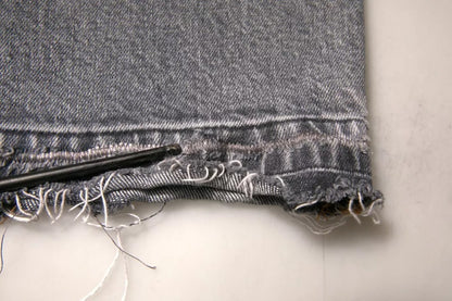 Dolce &amp; Gabbana – Graue Skinny-Jeans aus Baumwollstretch mit Logo