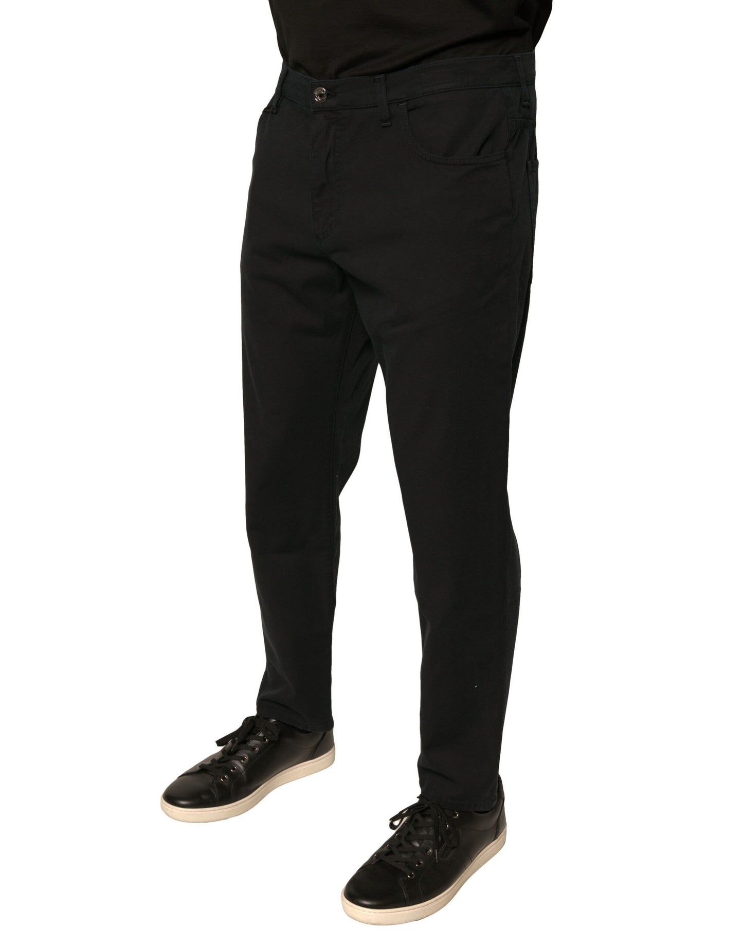 Dolce &amp; Gabbana – Schwarze Skinny-Jeans aus Baumwollstretch mit Logo