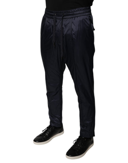 Dolce &amp; Gabbana Dunkelblaue Skinny-Jogginghose aus Baumwolle