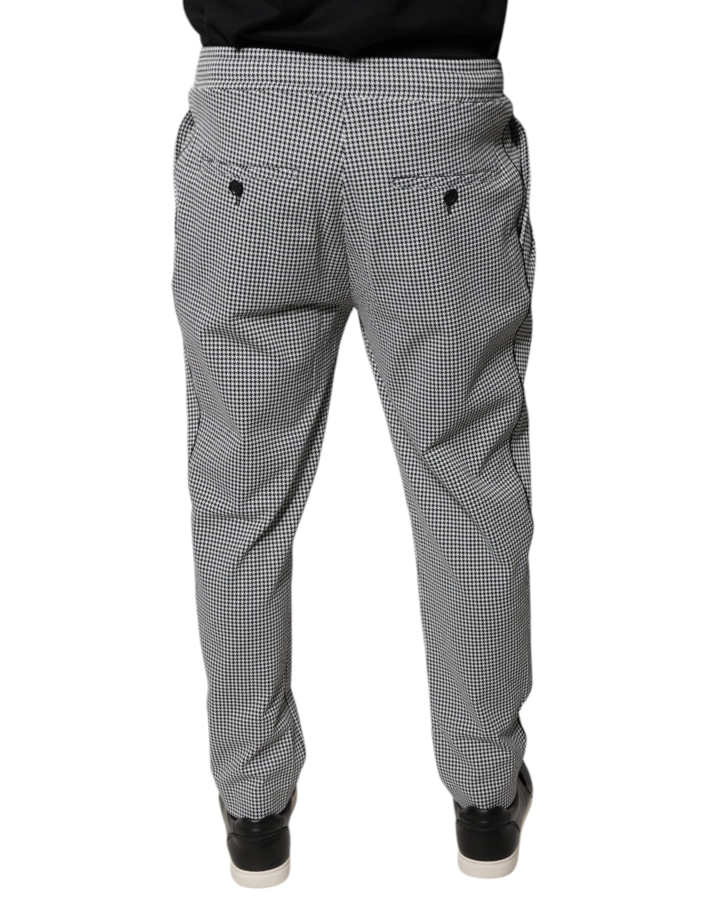 Dolce &amp; Gabbana – Enge Anzughose mit Hahnentrittmuster in Schwarz und Weiß