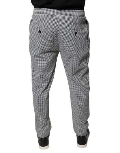 Dolce &amp; Gabbana – Enge Anzughose mit Hahnentrittmuster in Schwarz und Weiß