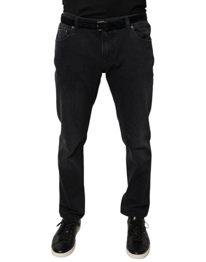 Dolce &amp; Gabbana – Schwarze Skinny-Jeans aus Baumwollstretch mit Logo