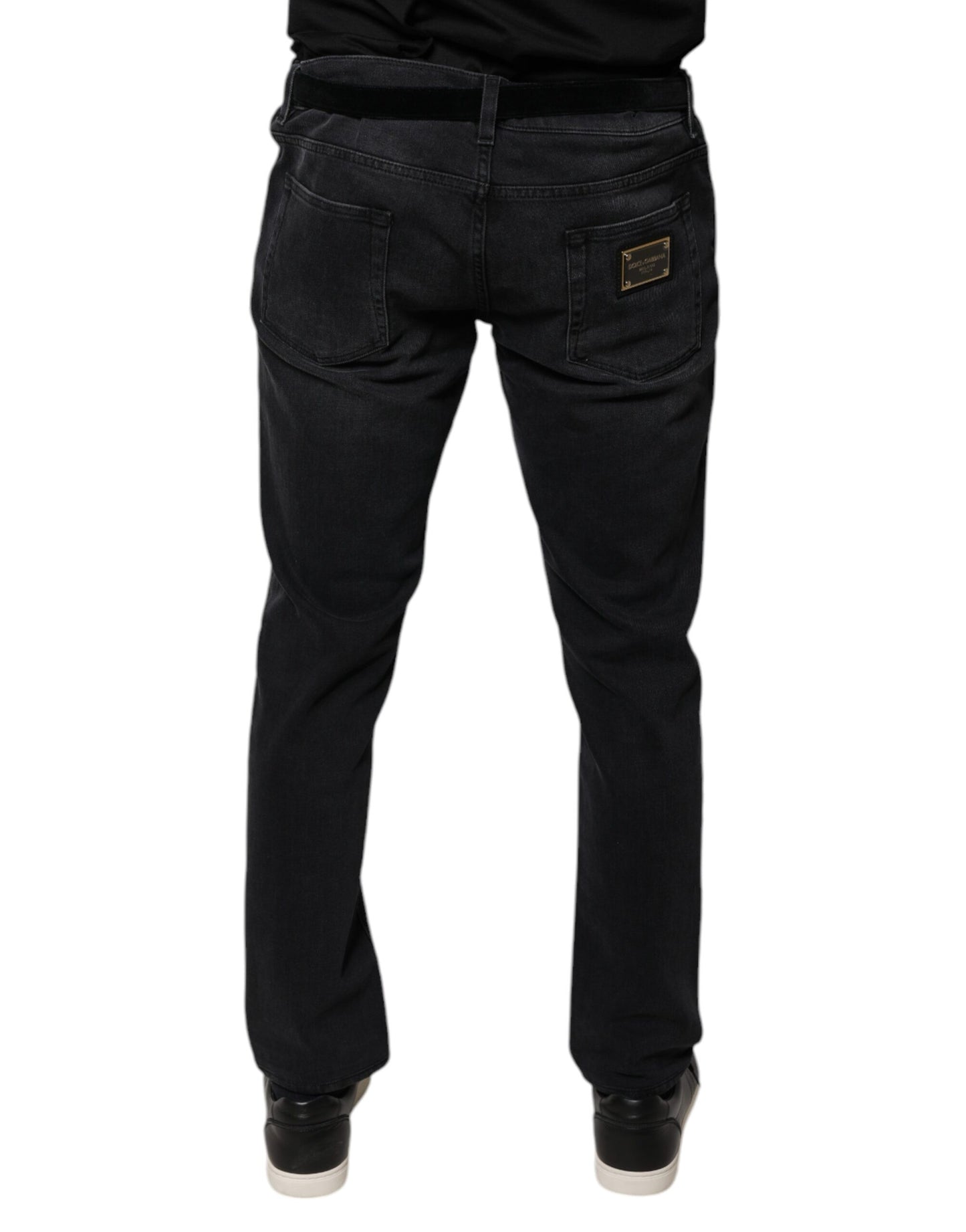 Dolce &amp; Gabbana – Schwarze Skinny-Jeans aus Baumwollstretch mit Logo