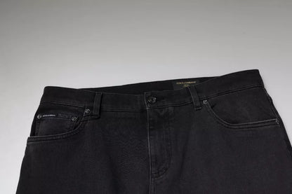 Dolce &amp; Gabbana – Schwarze Skinny-Jeans aus Baumwollstretch mit Logo