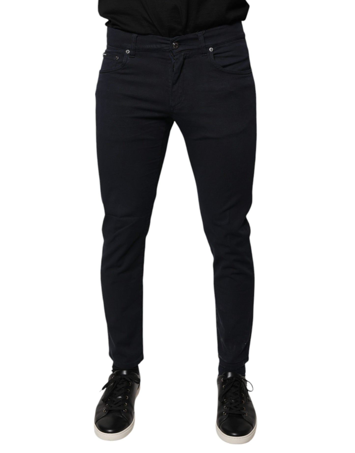 Dolce &amp; Gabbana – Schwarze Skinny-Jeans aus Baumwollstretch mit Logo