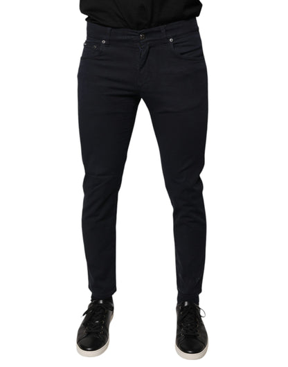 Dolce &amp; Gabbana – Schwarze Skinny-Jeans aus Baumwollstretch mit Logo