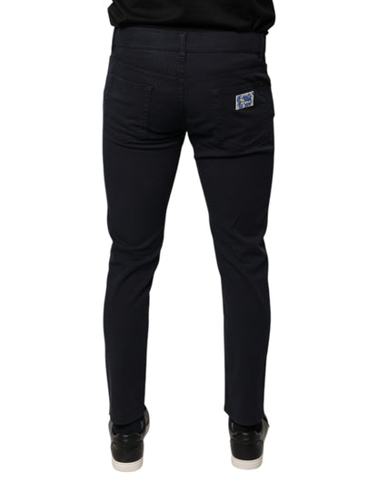Dolce &amp; Gabbana – Schwarze Skinny-Jeans aus Baumwollstretch mit Logo