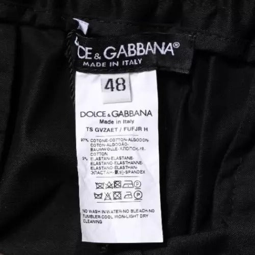Dolce &amp; Gabbana – Enge Jogginghose aus schwarzem Baumwollstretch
