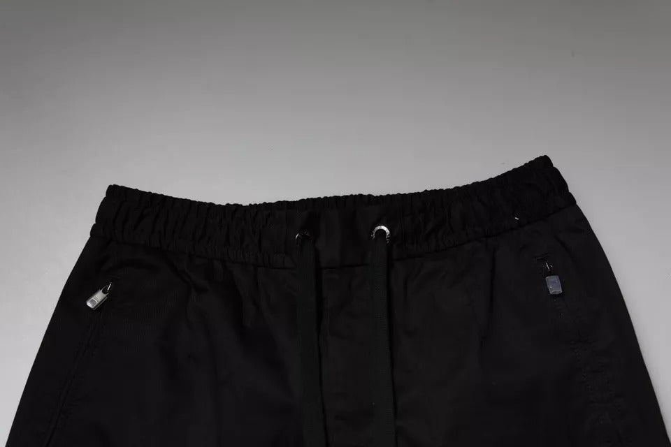 Dolce &amp; Gabbana – Enge Jogginghose aus schwarzem Baumwollstretch
