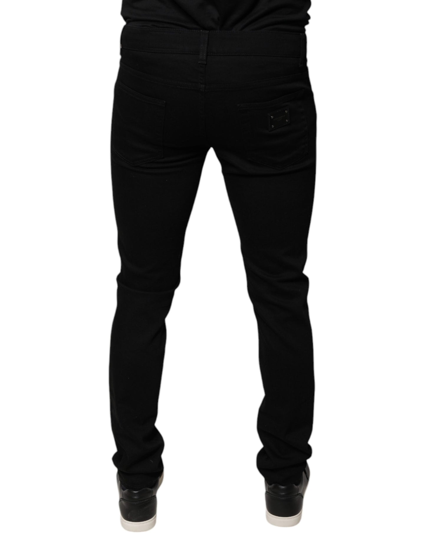 Dolce &amp; Gabbana – Schwarze Skinny-Jeans aus Baumwolle mit DG-Kronenlogo