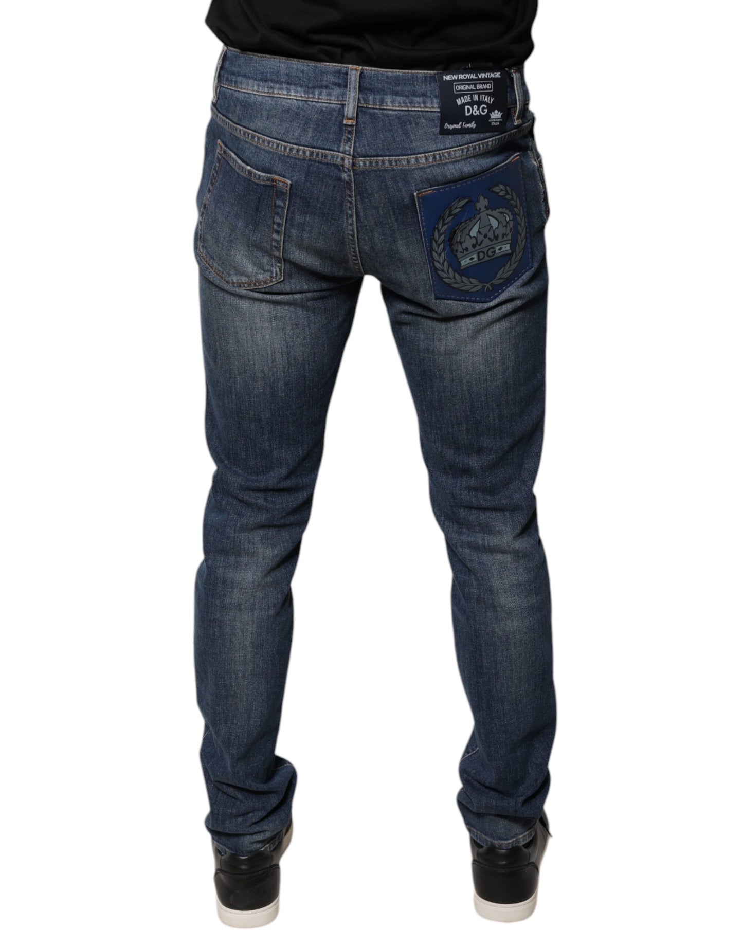Dolce &amp; Gabbana, Blaue Skinny-Jeans aus Baumwolle mit DG-Kronenlogo