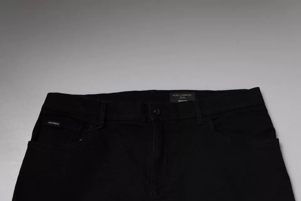 Dolce &amp; Gabbana – Schwarze Skinny-Jeans aus Baumwollstretch mit Logo