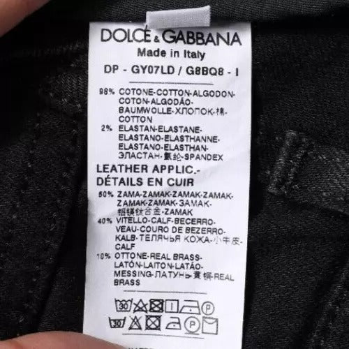 Dolce &amp; Gabbana – Schwarze Skinny-Jeans aus Baumwollstretch mit Logo