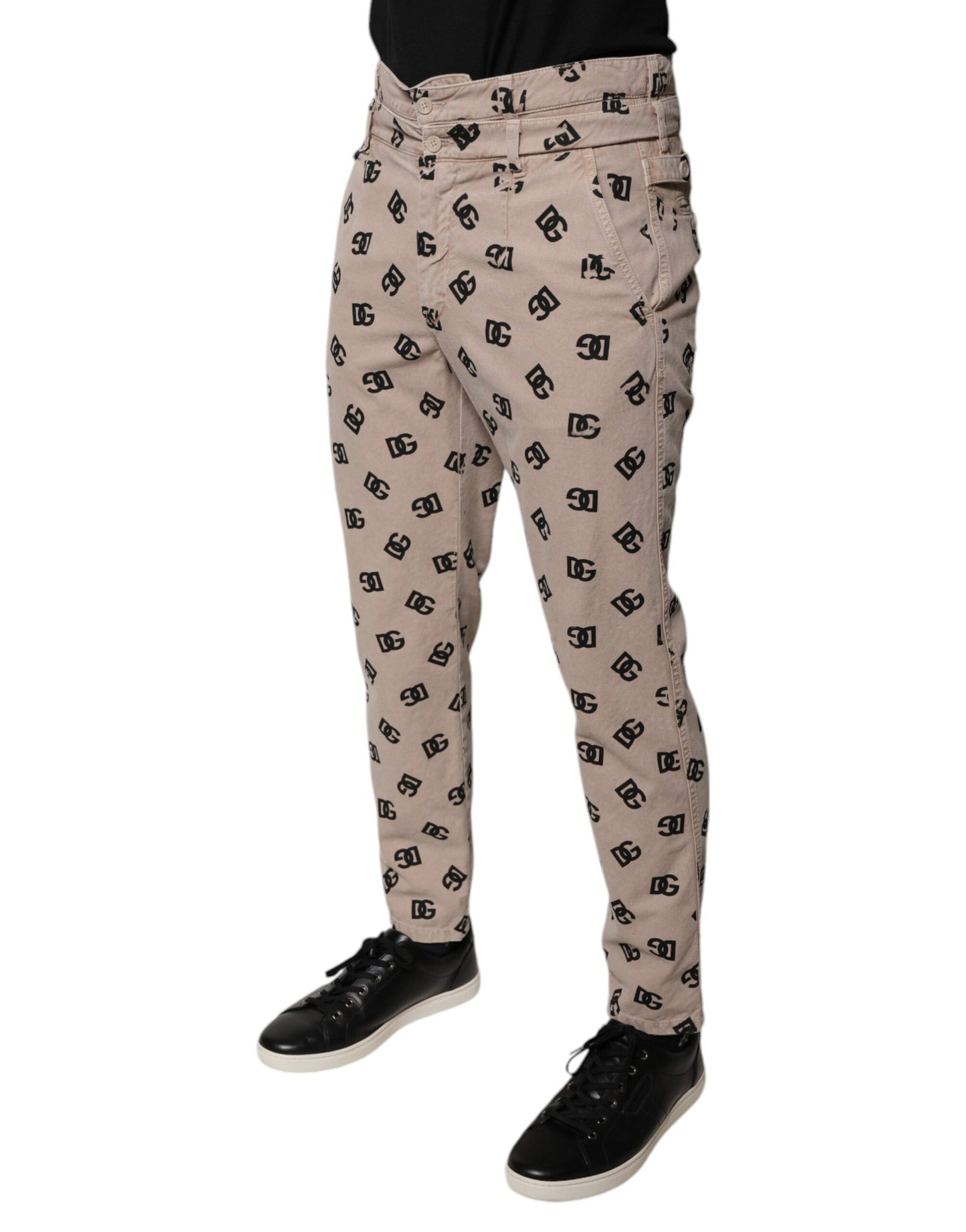 Dolce &amp; Gabbana Beige Skinny-Jeans aus Baumwolle mit Logo