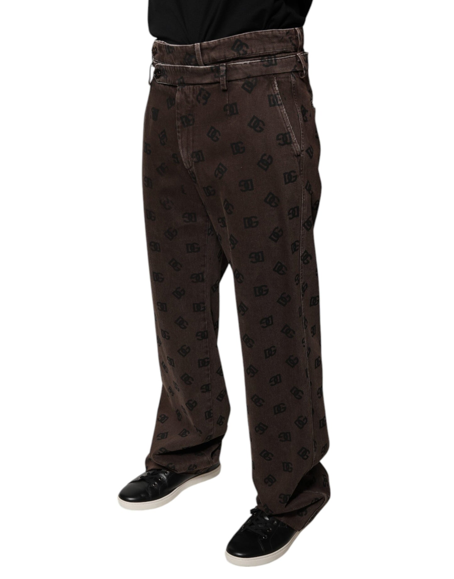 Dolce &amp; Gabbana – Gerade geschnittene Jeans aus Baumwolle mit Logo in Braun