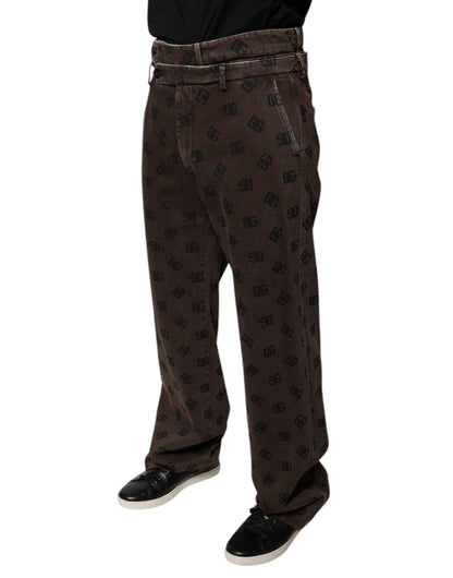 Dolce &amp; Gabbana – Gerade geschnittene Jeans aus Baumwolle mit Logo in Braun