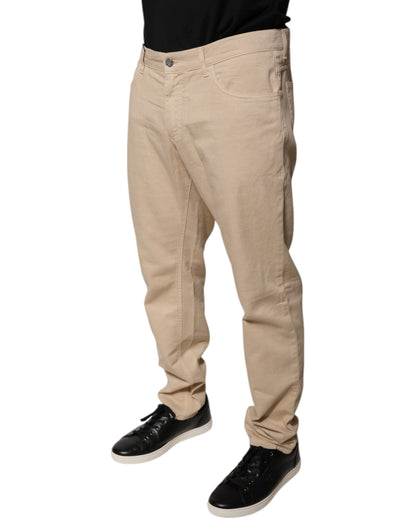 Dolce &amp; Gabbana Beige Skinny-Jeans aus Baumwolle mit mittlerer Taille