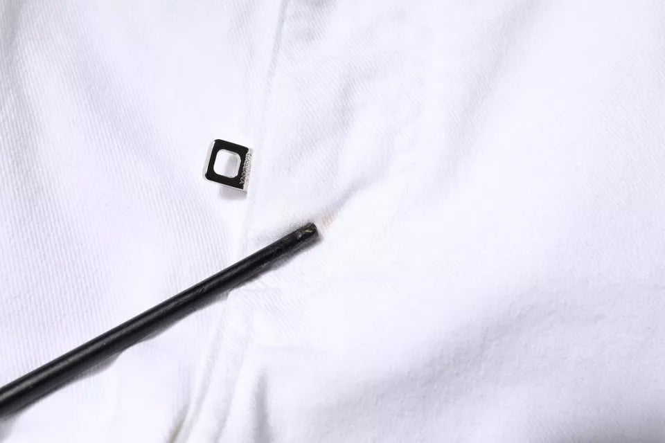 Dolce &amp; Gabbana – Enge Jeans aus Baumwolle mit Logo in Schwarz und Weiß