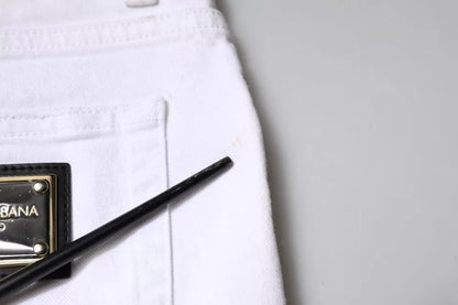 Dolce &amp; Gabbana – Enge Jeans aus Baumwolle mit Logo in Schwarz und Weiß