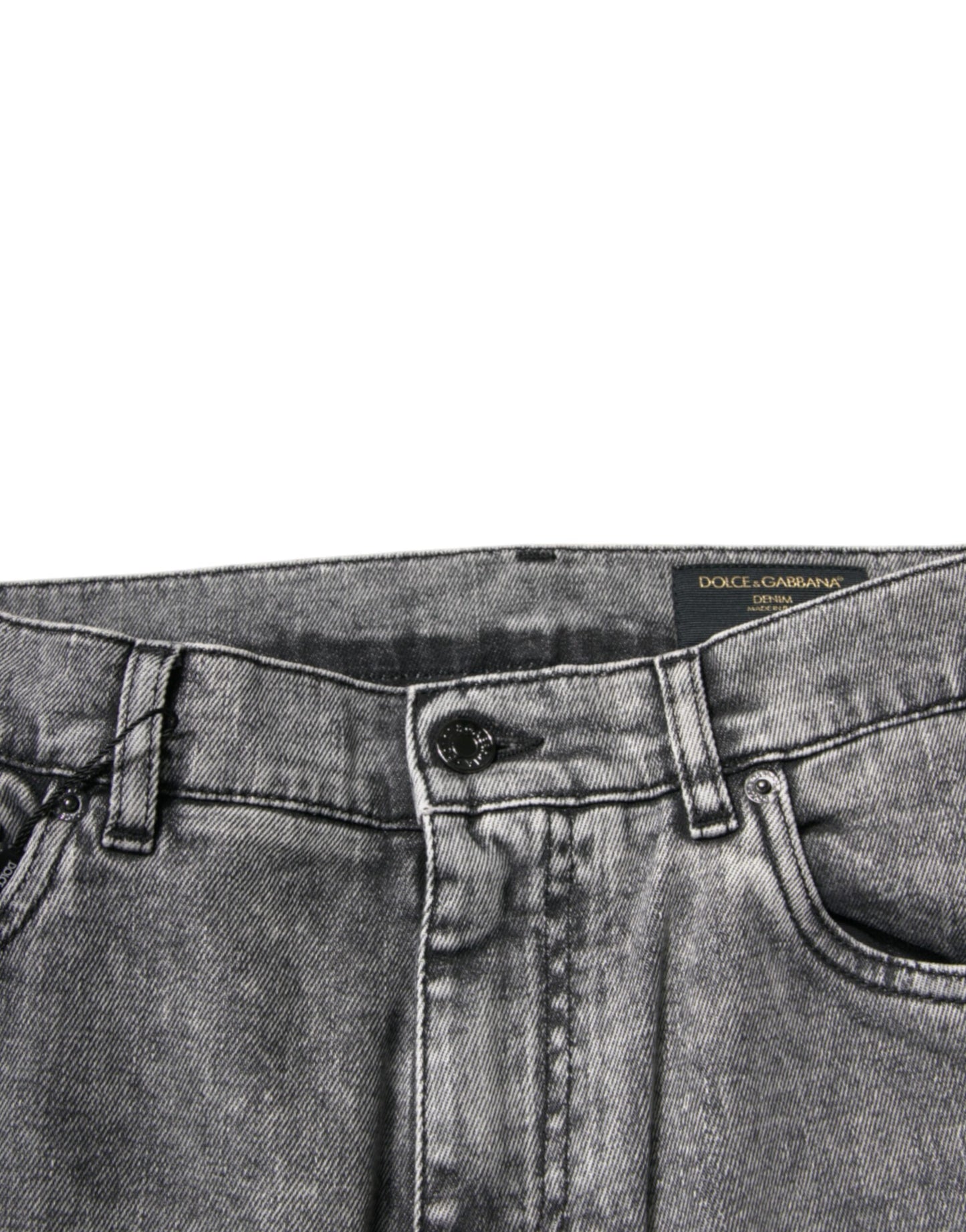 Dolce &amp; Gabbana – Graue Skinny-Jeans aus gewaschener Baumwolle