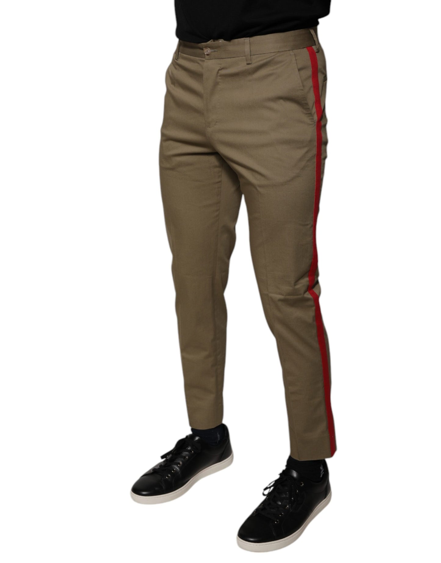 Dolce &amp; Gabbana Braunes Logo Herren Casual Tapered Pants