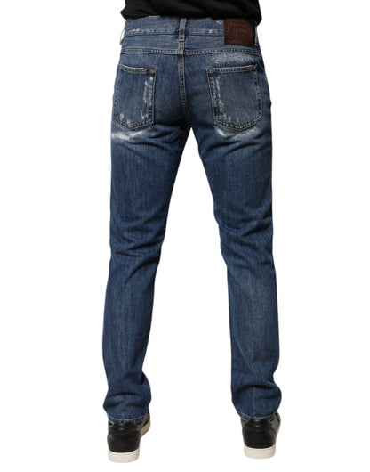 Dolce &amp; Gabbana – Zerfetzte Skinny-Jeans aus blauer Baumwolle