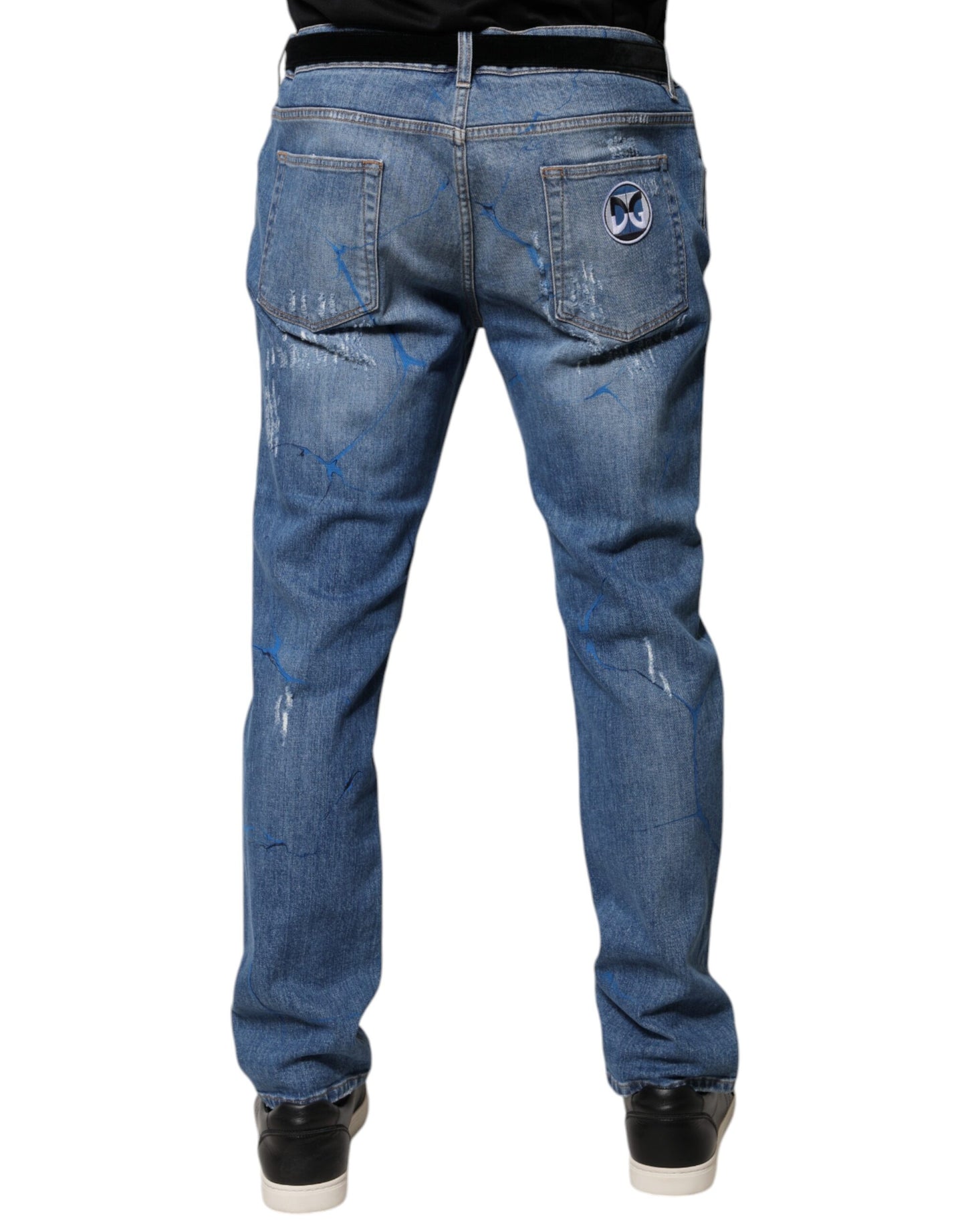 Dolce &amp; Gabbana – Zerfetzte Skinny-Jeans aus blauem Baumwollstretch