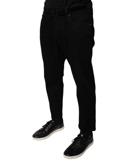Dolce &amp; Gabbana – Schwarze Skinny-Jeans aus Baumwollstretch mit Logo
