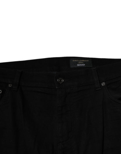 Dolce &amp; Gabbana – Schwarze Skinny-Jeans aus Baumwollstretch mit Logo