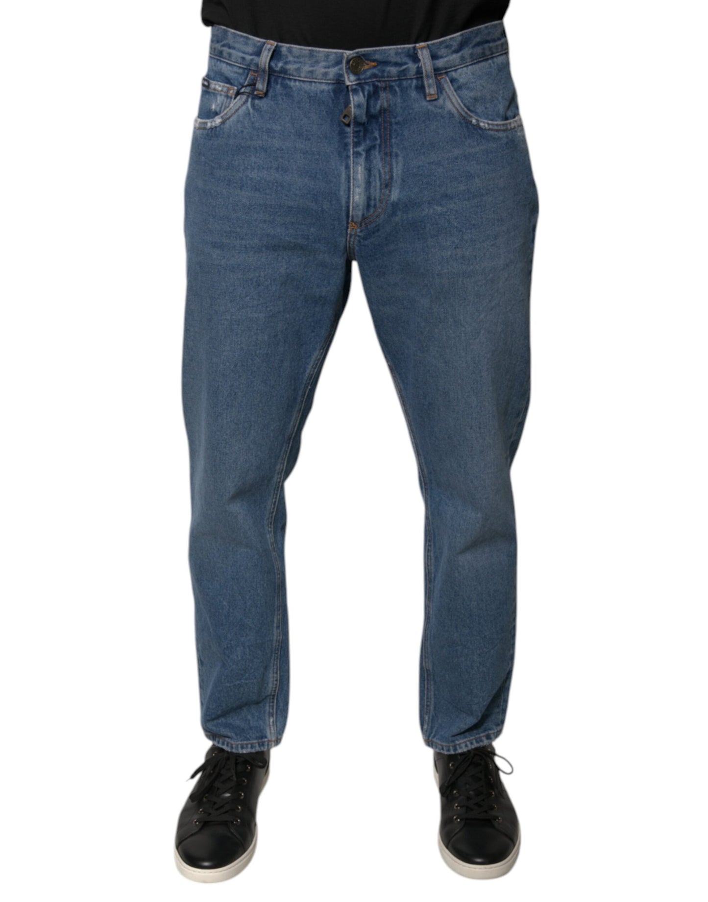 Dolce &amp; Gabbana Blaue Baumwoll-Logo-Jeans für Herren