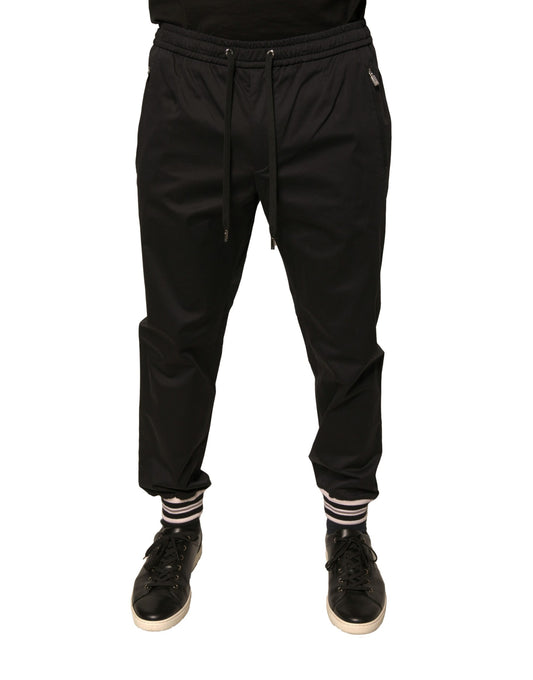 Dolce &amp; Gabbana – Schwarze Jogginghose aus Baumwollstretch